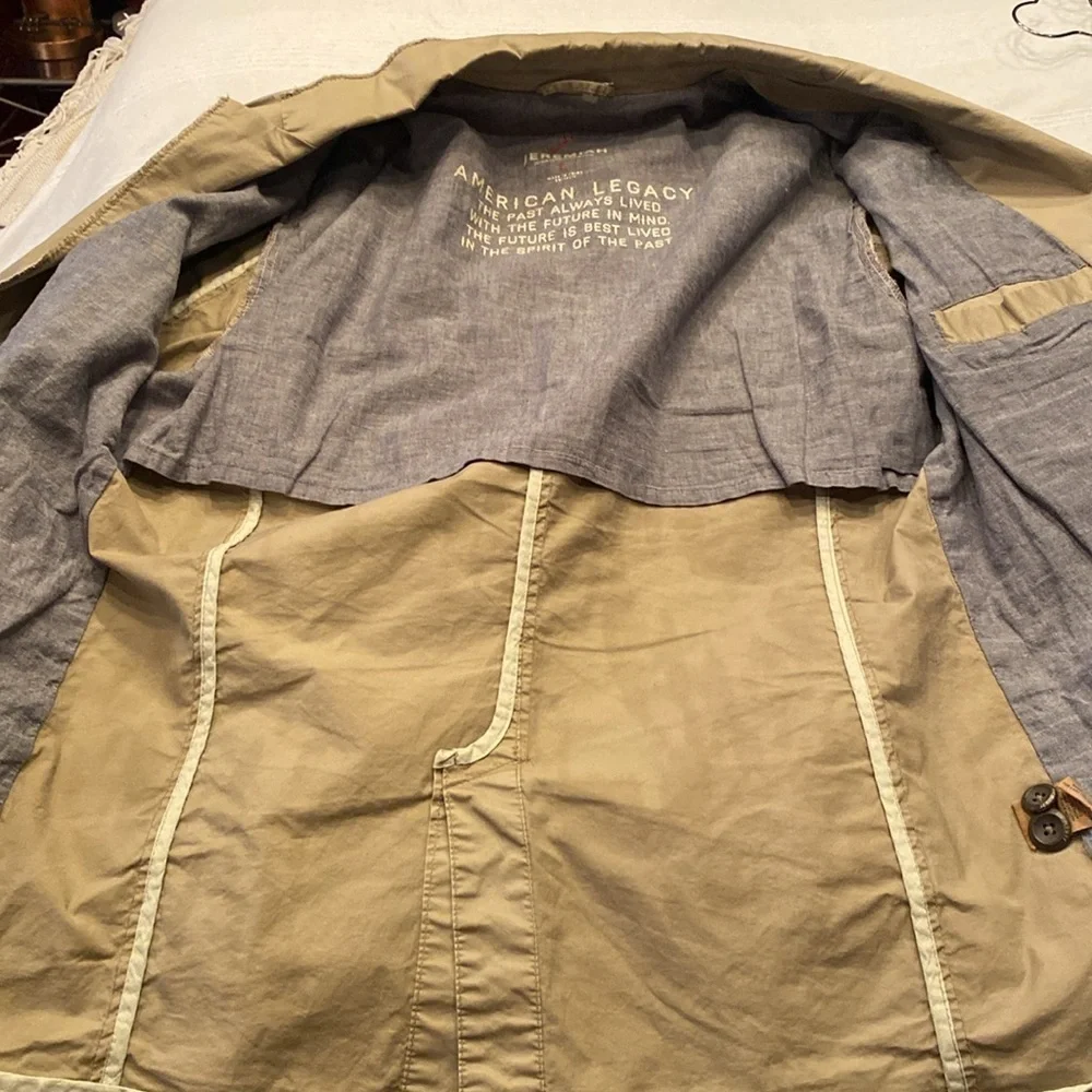 Jeremiah American Legacy Tan cotton lined Blazer flap pockets Mens Size Large L